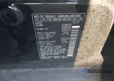 2017 Nissan Rogue Sv from USA, damaged, VIN KNMAT2MT3HP566460